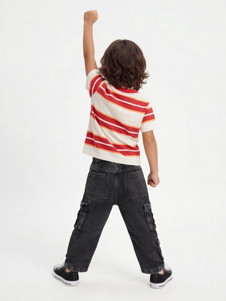 HOP Kids Boys Charcoal Solid Relaxed-Fit Jeans