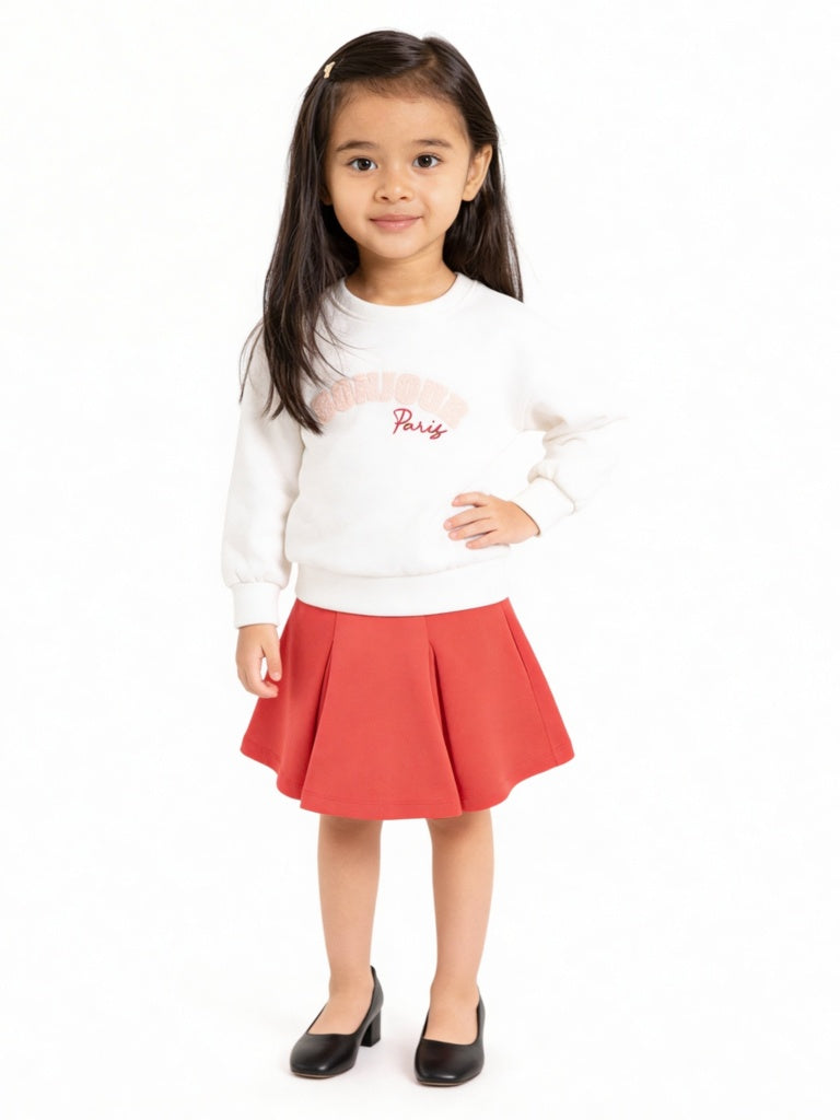 HOP Kids Girls Red Pleated High-Rise Skirt