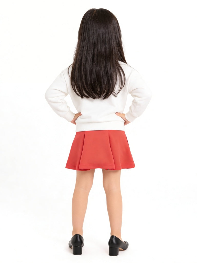 HOP Kids Girls Red Pleated High-Rise Skirt