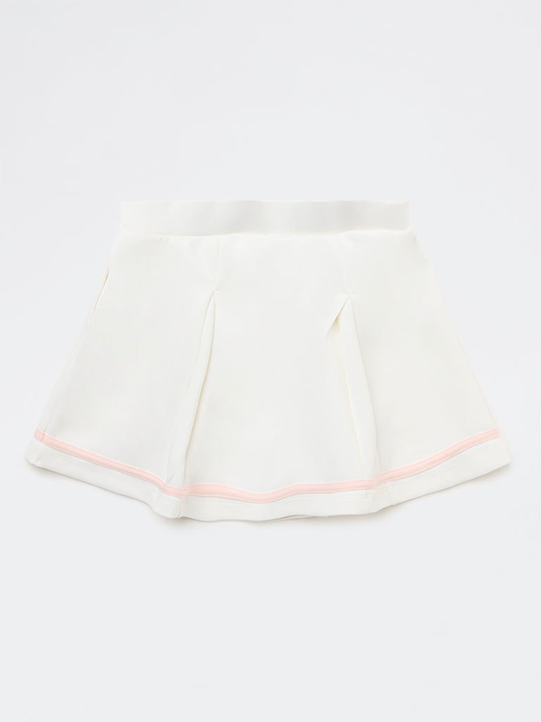 HOP Kids Girls White Striped High-Rise Skirt
