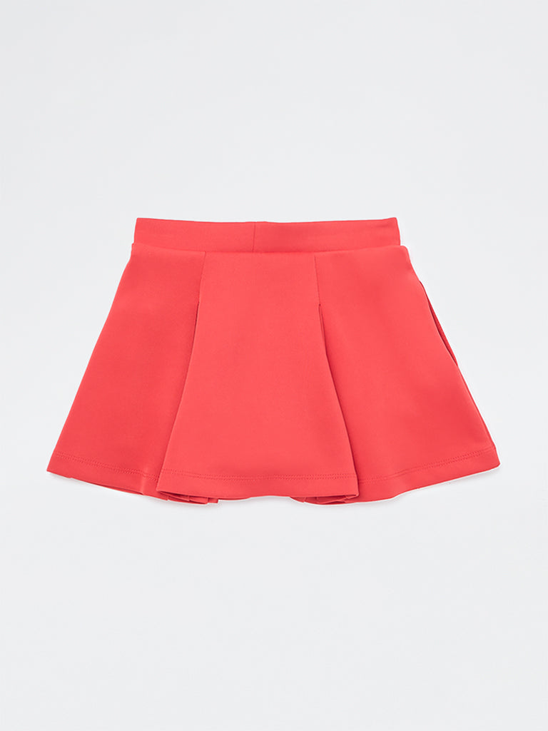 HOP Kids Girls Red Pleated High-Rise Skirt