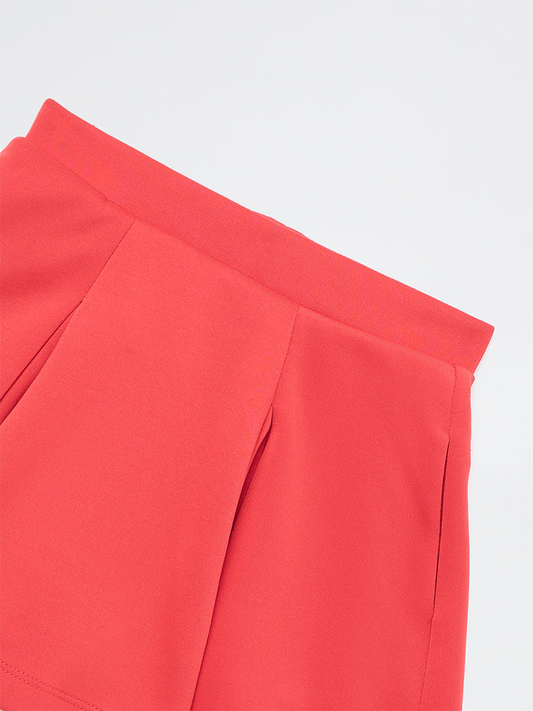 HOP Kids Girls Red Pleated High-Rise Skirt