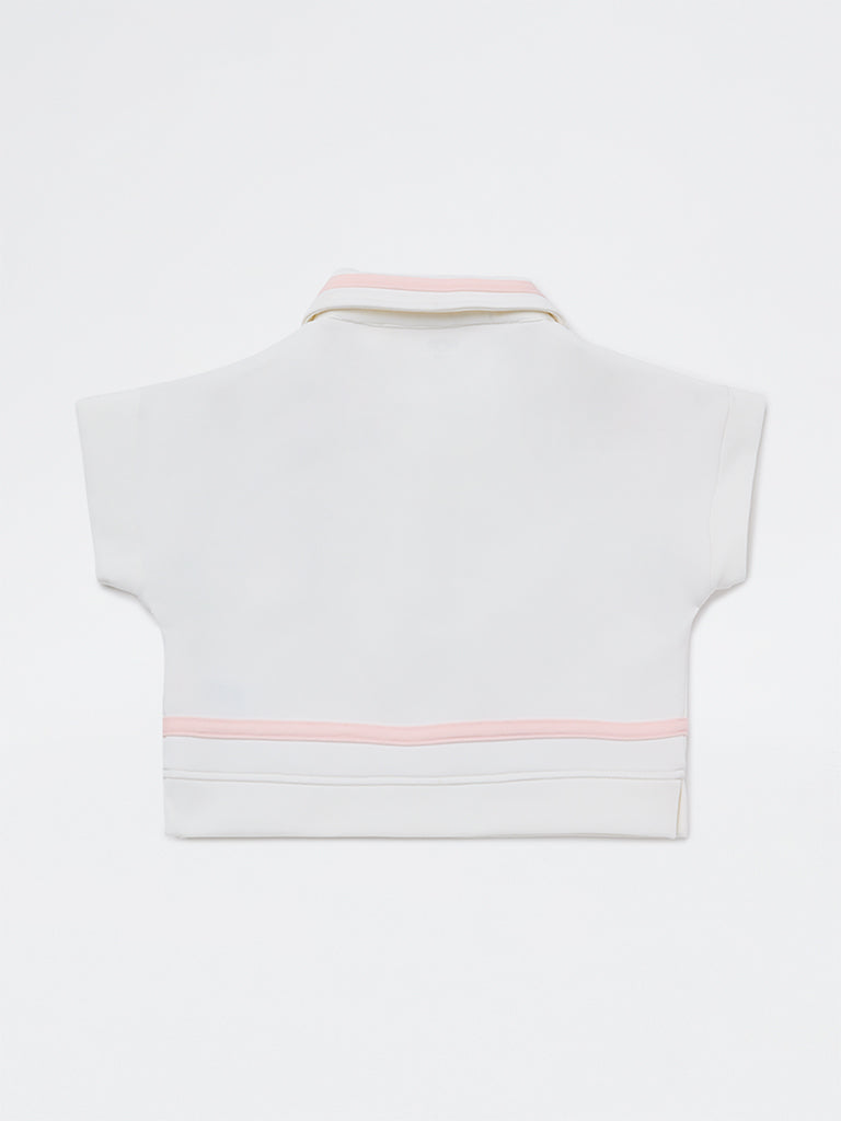 HOP Kids Girls White Printed T-Shirt