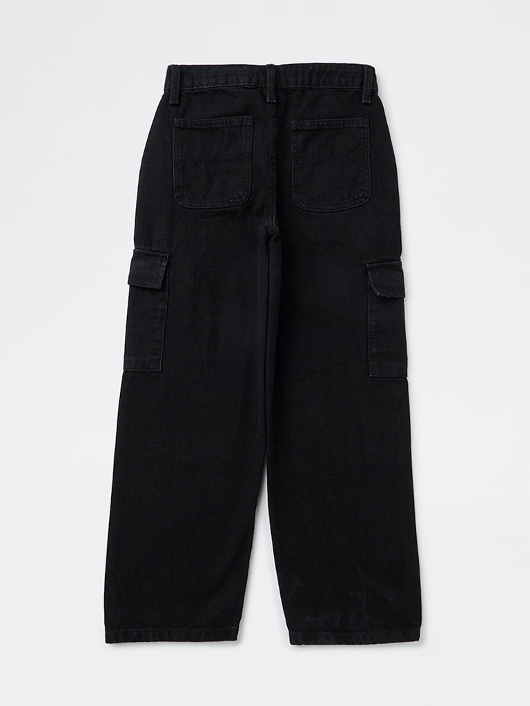 Boys Black Cargo Jeans