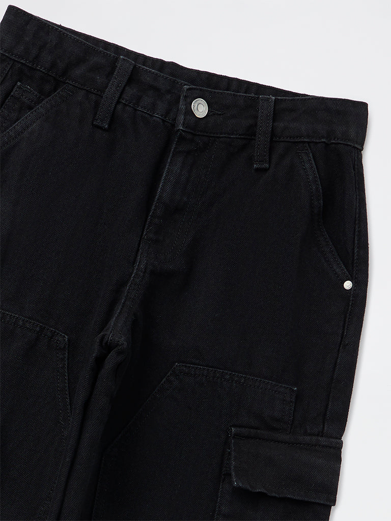 Boys Black Cargo Jeans