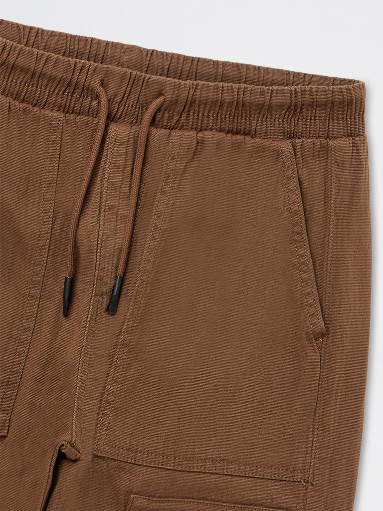 Boys Brown Mid-Rise Cotton-Blend Cargo Joggers