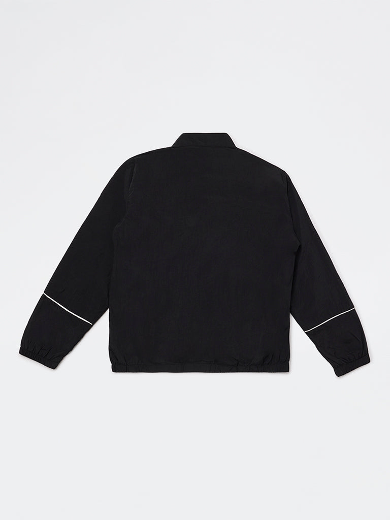 Boys Black Colour-Blocked Jacket