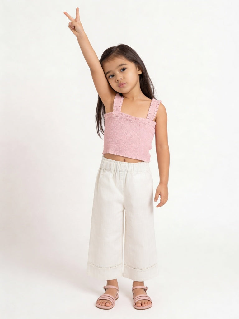 HOP Kids Girls Pink Smocked Cotton Top