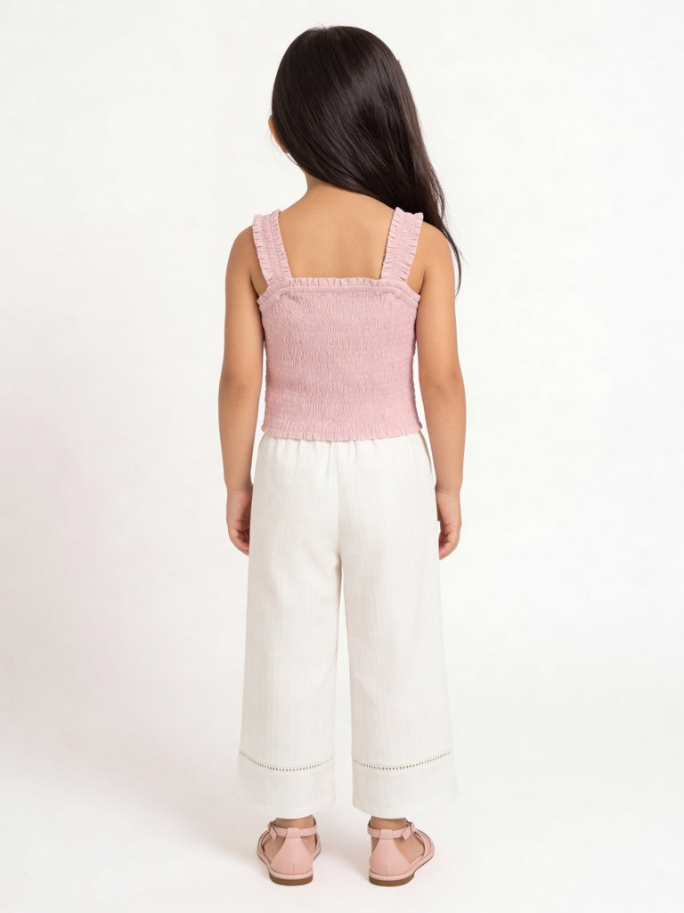 HOP Kids Girls Pink Smocked Cotton Top