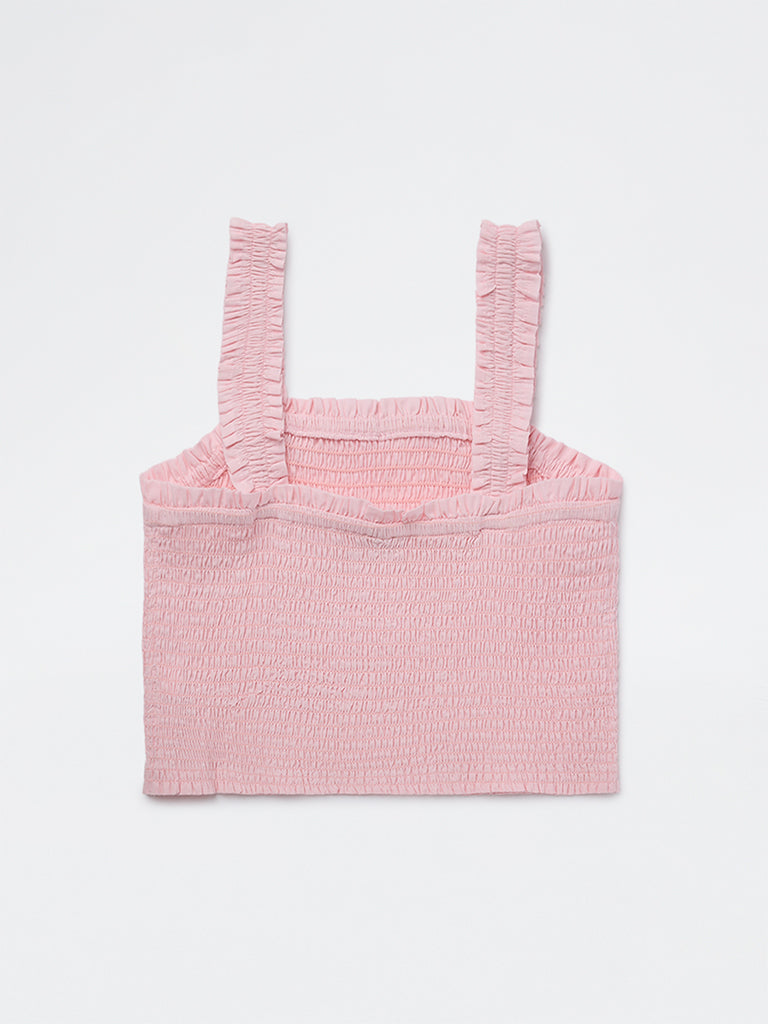 HOP Kids Girls Pink Smocked Cotton Top