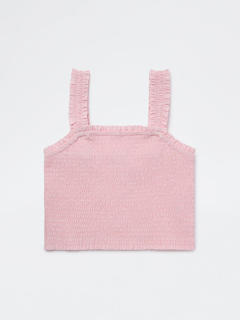 HOP Kids Girls Pink Smocked Cotton Top