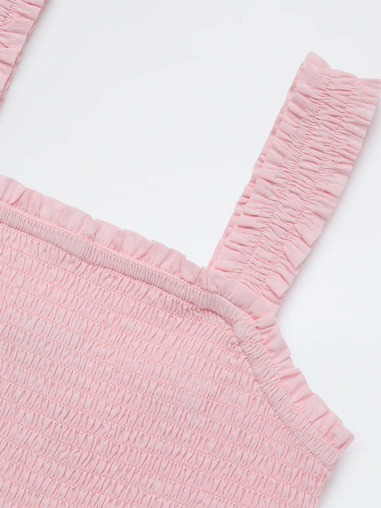 HOP Kids Girls Pink Smocked Cotton Top
