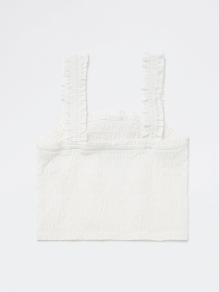 Girls White Smocked Cotton Top