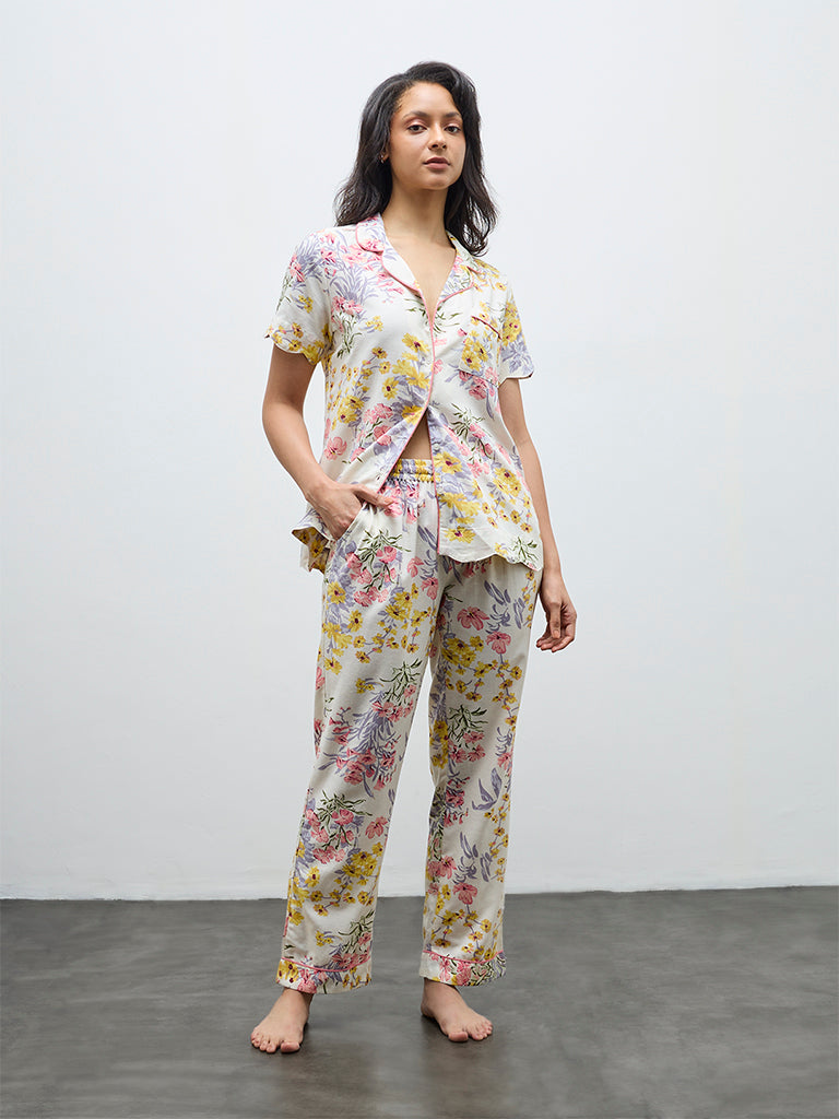 Wunderlove Multicolour Floral Shirt and Pyjamas Set