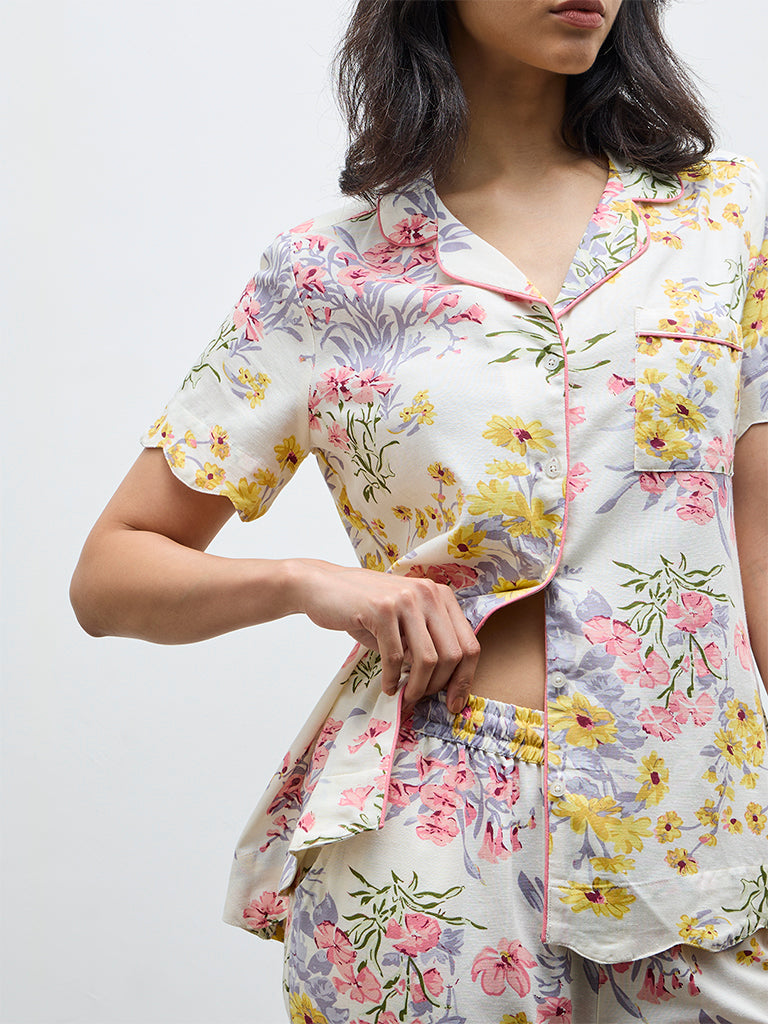 Wunderlove Multicolour Floral Shirt and Pyjamas Set