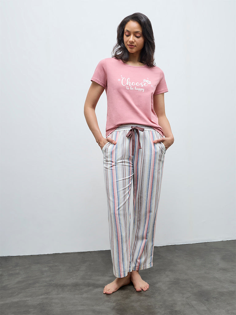 Wunderlove Pink Typographic Cotton T-Shirt