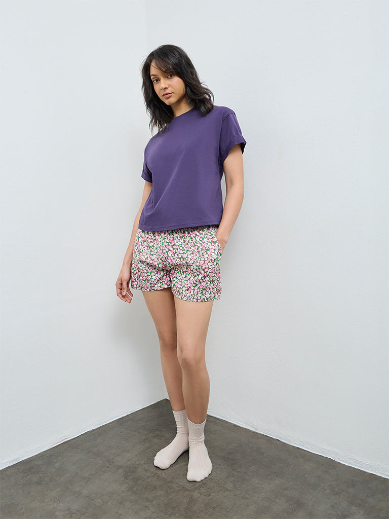Wunderlove Purple Cotton T-Shirt