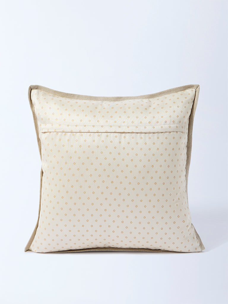 Westside Home Beige Dori Embroidered Cushion Cover