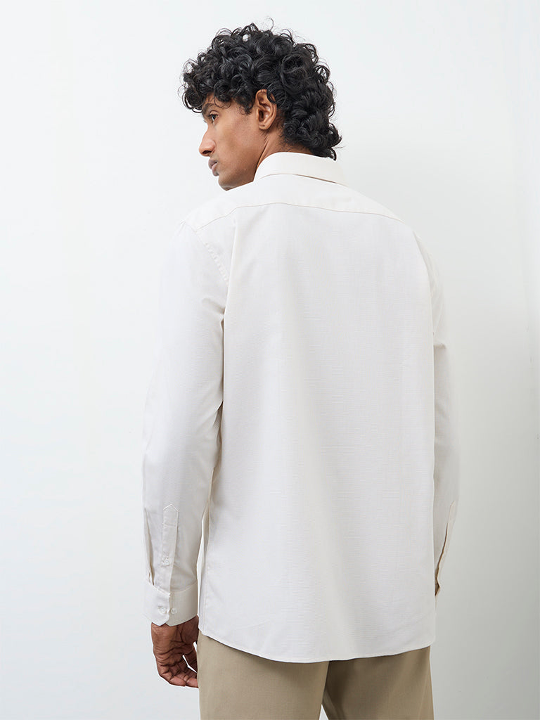 Buy WES Formals Cream Self-Textured Slim-Fit Cotton Shirt from Westside Buy WES Formals Cream Self-Textured Slim-Fit Cotton Shirt from Westside