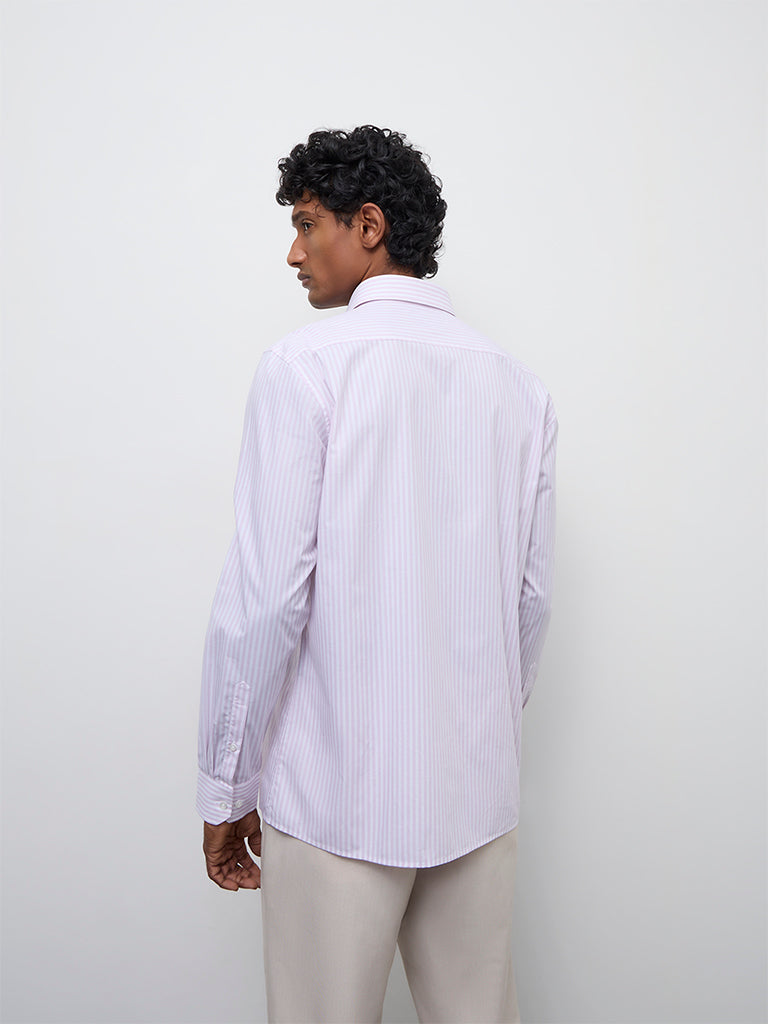 WES Formals Pink Striped Relaxed-Fit Cotton Shirt