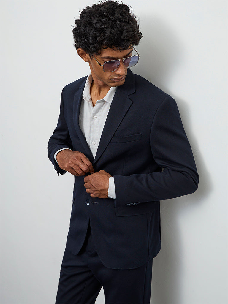 WES Formals Navy Slim-Fit Blazer