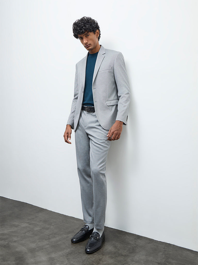 WES Formals Grey Slim-Fit Blazer