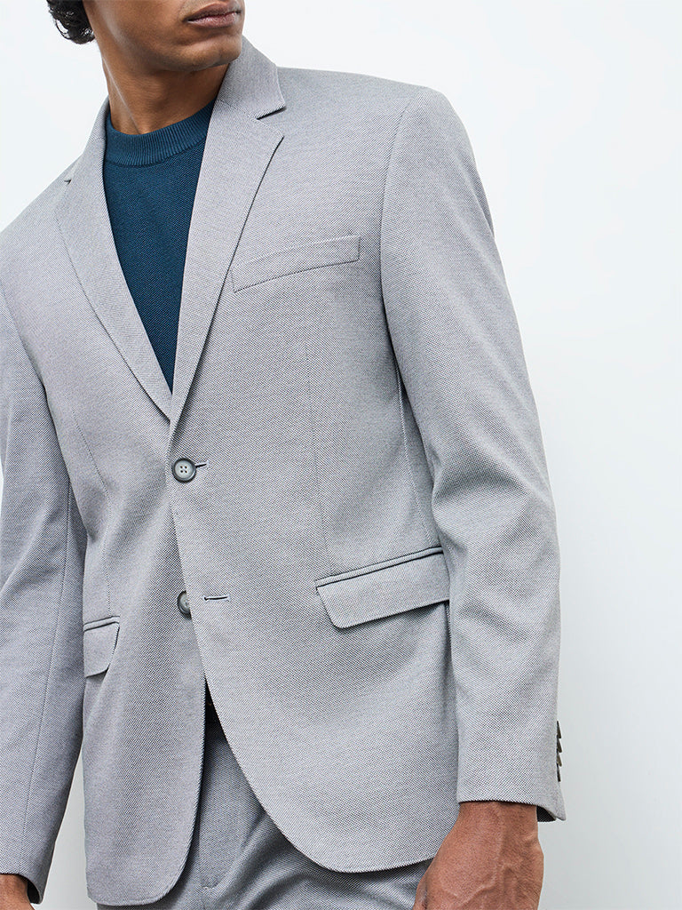 WES Formals Grey Slim-Fit Blazer