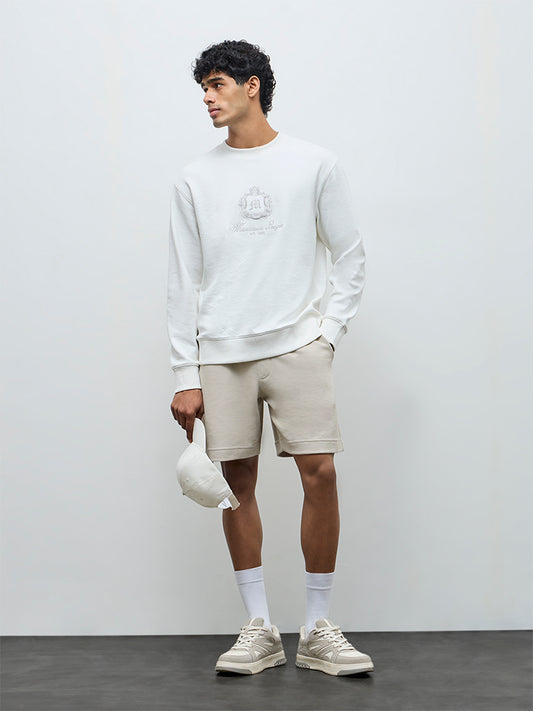 Nuoflexx Off-White Relaxed-Fit Cotton-Blend Sweatshirt