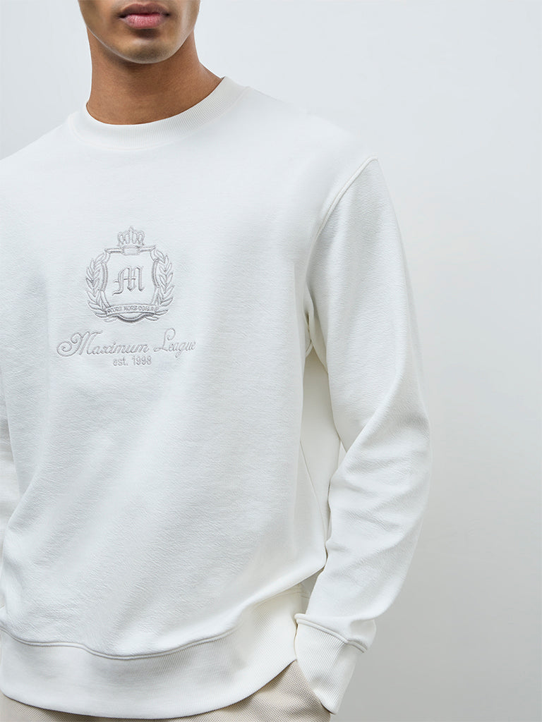 Nuoflexx Off-White Relaxed-Fit Cotton-Blend Sweatshirt