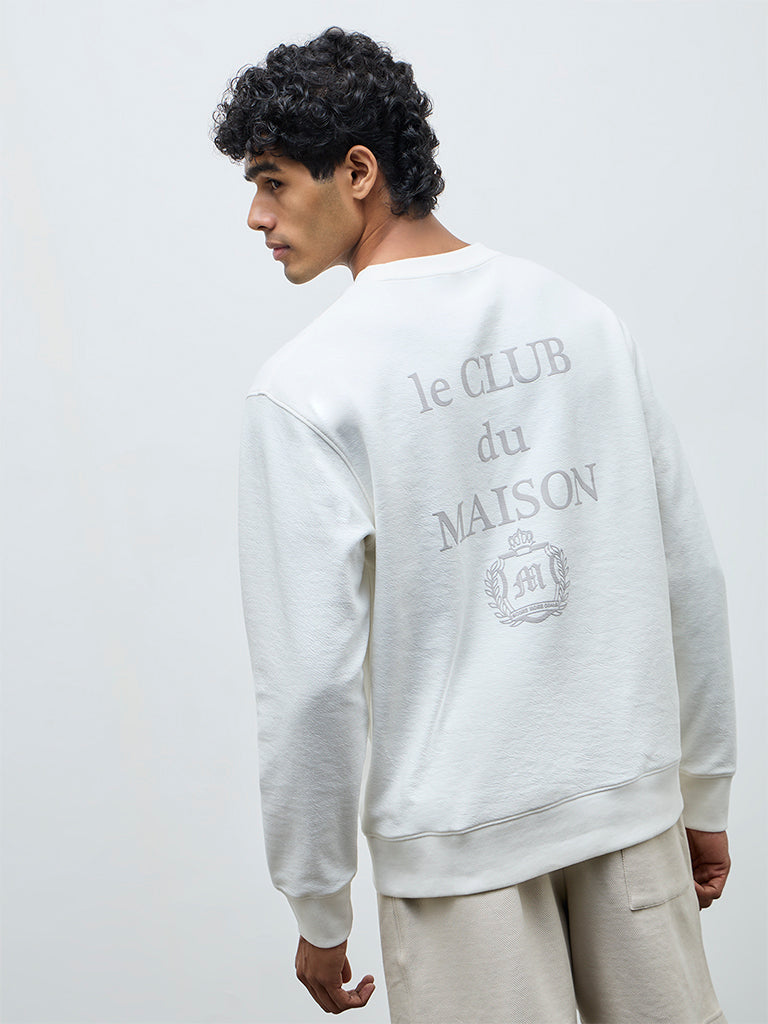 Nuoflexx Off-White Relaxed-Fit Cotton-Blend Sweatshirt
