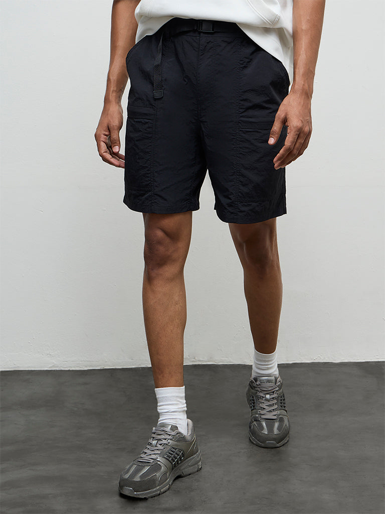 Nuoflexx Black Relaxed-Fit Shorts