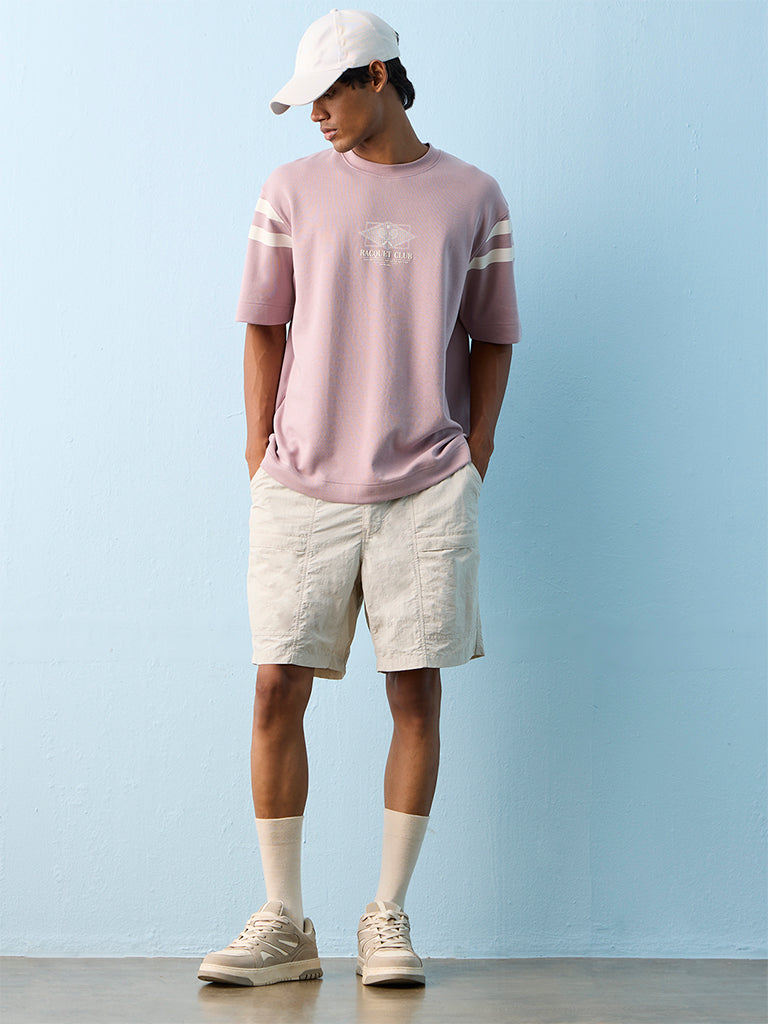 Nuoflexx Off-White Relaxed-Fit Mid-Rise Shorts