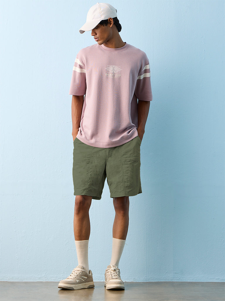 Nuoflexx Olive Relaxed-Fit Mid-Rise Shorts