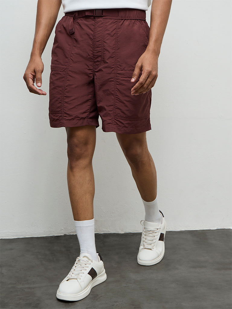 Nuoflexx Wine Relaxed-Fit Mid-Rise Shorts