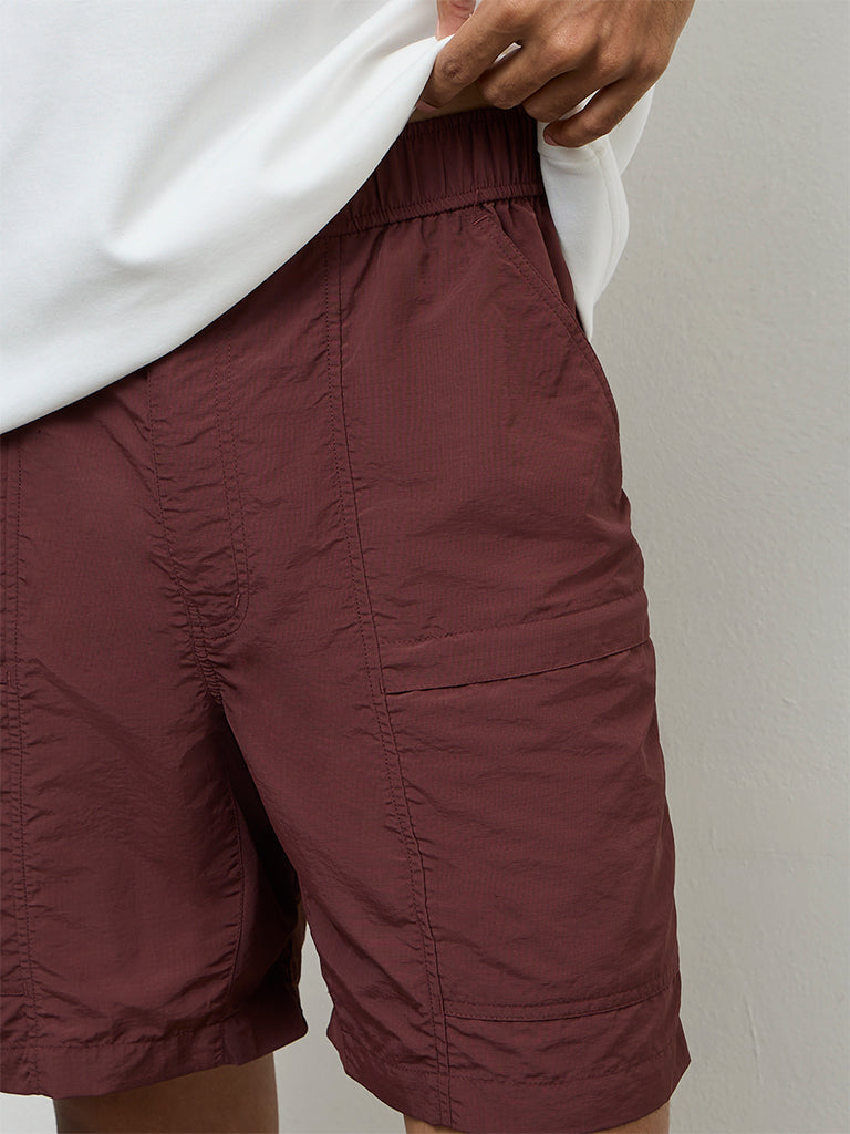 Nuoflexx Wine Relaxed-Fit Mid-Rise Shorts