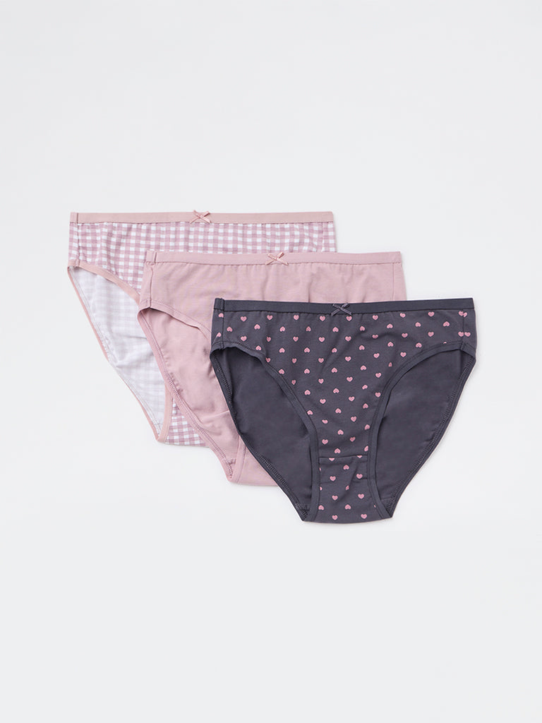 Wunderlove Mauve Hi-Leg Cotton-Blend Briefs - Pack of 3