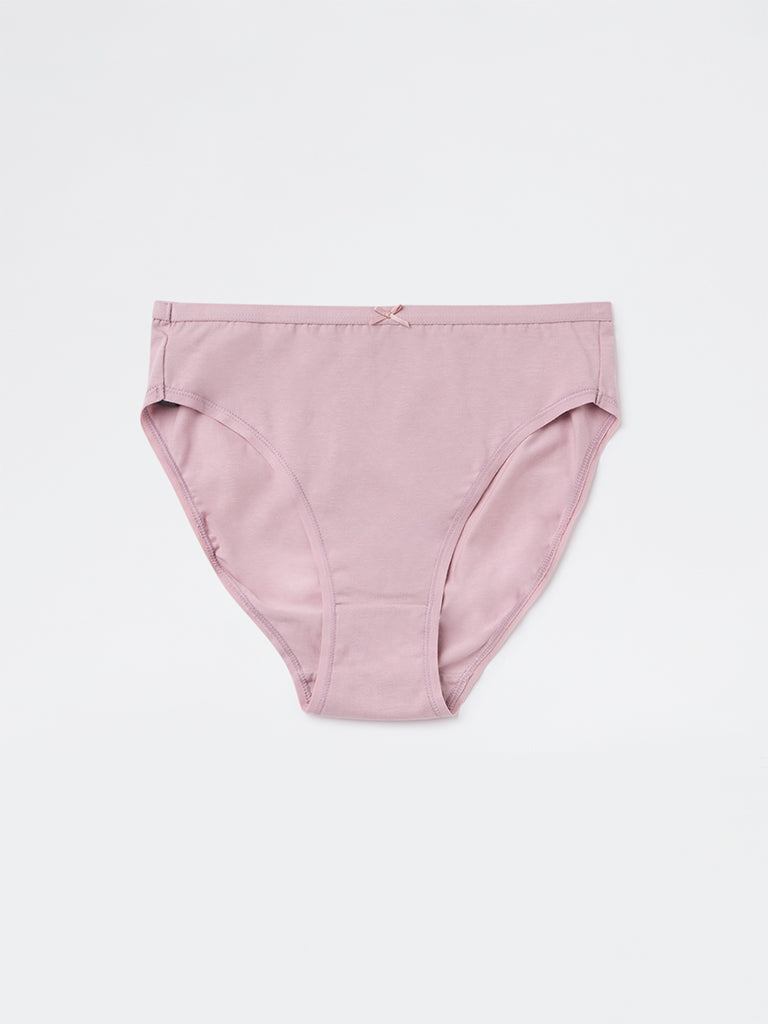 Wunderlove Mauve Hi-Leg Cotton-Blend Briefs - Pack of 3