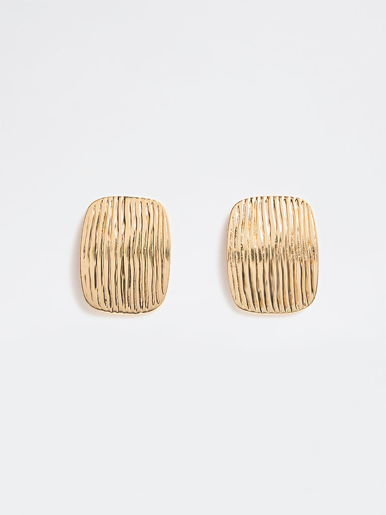 Westside Accessories Gold Textured Square Earrings