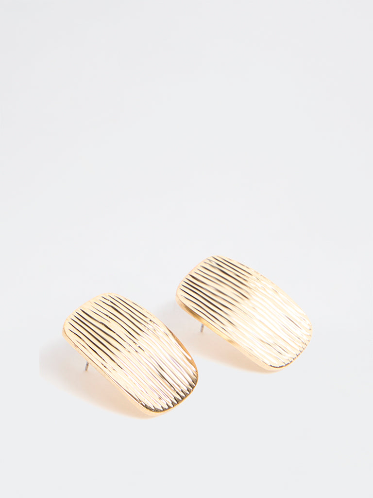 Westside Accessories Gold Textured Square Earrings