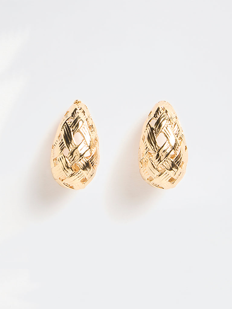 Westside Accessories Gold Woven Textured Drop Earrings
