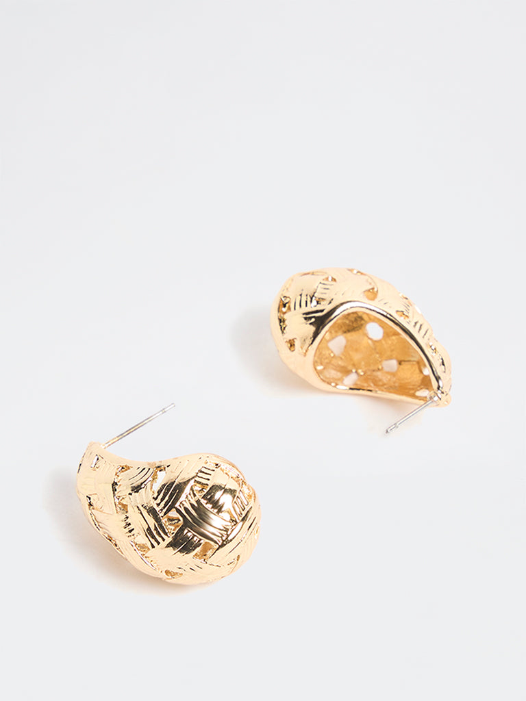 Westside Accessories Gold Woven Textured Drop Earrings