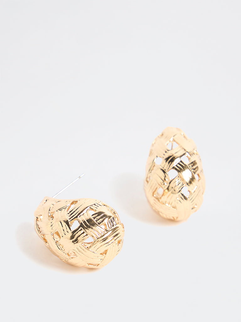 Westside Accessories Gold Woven Textured Drop Earrings