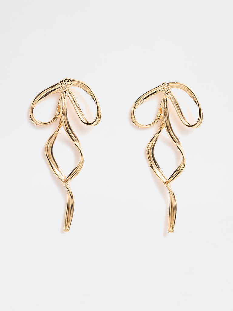 Westside Accessories Gold Statement Bow Earrings