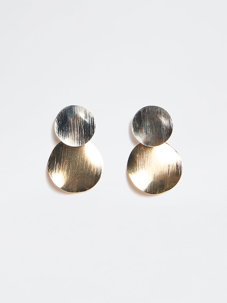 Westside Accessories Dual Toned Disc Stud Earrings