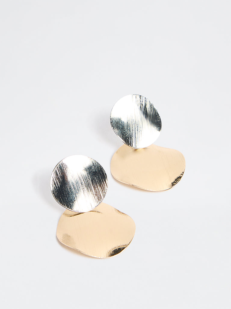 Westside Accessories Dual Toned Disc Stud Earrings