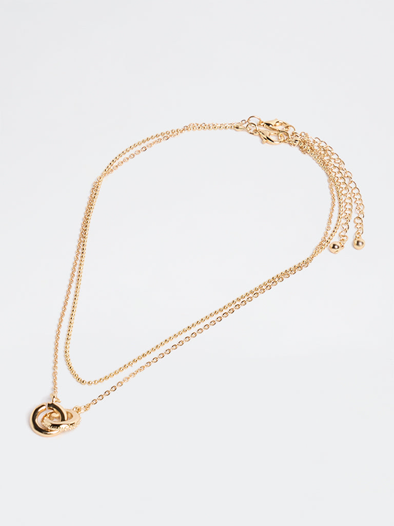 Westside Accessories Gold Dual Circle Pendant Necklace - Pack of 2