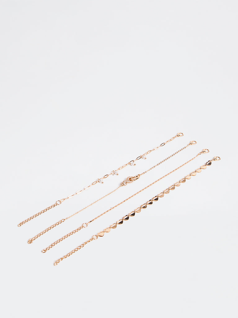 Westside Accessories Gold Heart Design Bracelets - Pack of 4