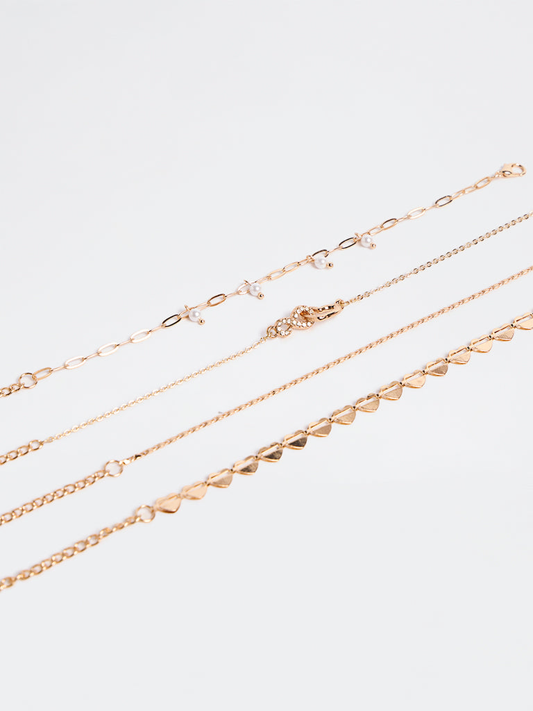 Westside Accessories Gold Heart Design Bracelets - Pack of 4