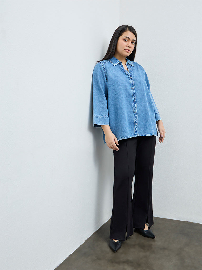 Gia Light Blue Washed Denim Shirt
