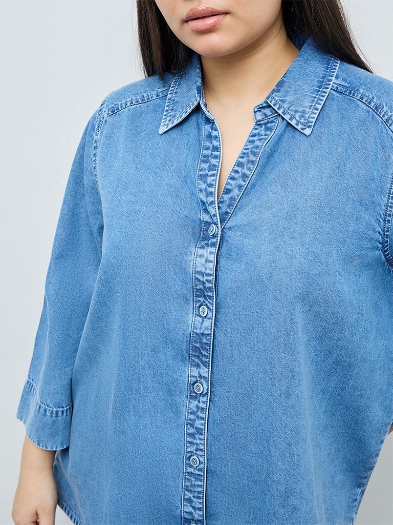 Gia Light Blue Washed Denim Shirt